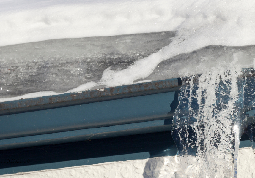 Idaho Roof Ice Dam on a roof gutter