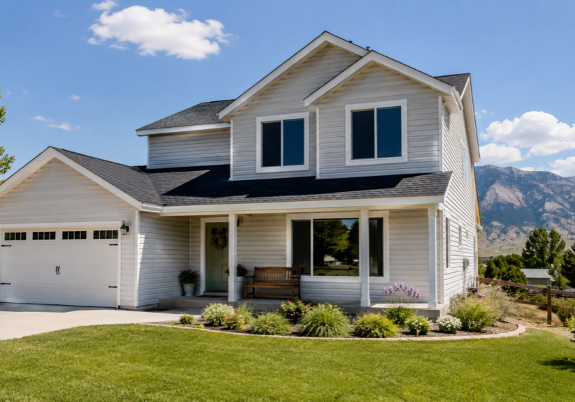 New energy efficient windows on an Idaho Falls home with summer sun, keeping the interior cool